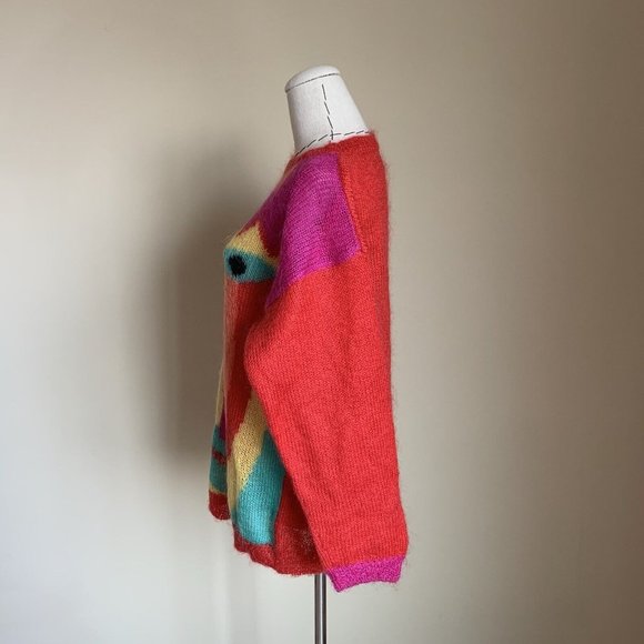 Vintage 80s Renee Tener For Jeanne Pierre Mohair Picasso Art Graphic Sweater M - Picture 5 of 12